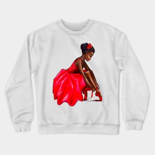 Dance Ballet in red tutu Queen Black is beautiful African American Ballerina Dancer Dancing Crewneck Sweatshirt